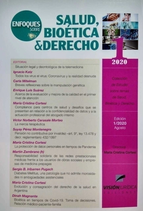 Enfoques Sobre Salud, Bioetica y Derecho 2020 AUTOR: Cortesi, Maria C.
