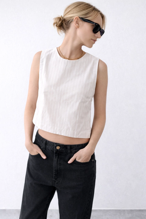 TOP ELISA POPLIN BEIGE en internet