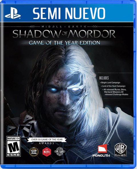 MIDDLE EARTH SHADOW OF MORDOR GOTY - PS4 SEMI NUEVO
