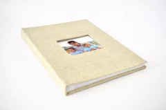 Album carta de arpillera beige con ventana