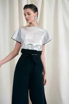 Top de cuero - Plata - tienda online