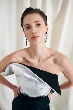 Top de cuero - Plata