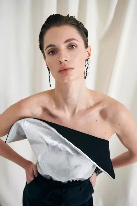 Top de cuero - Plata