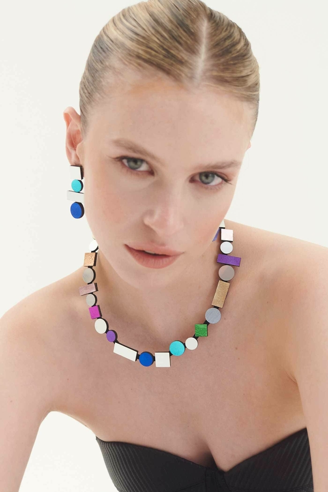 Collar Bauhaus Round - Plata + Rainbow thumbnail 2