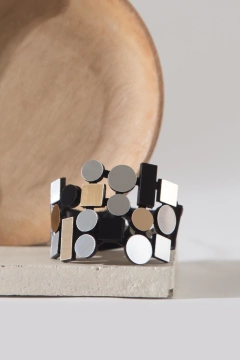 Brazalete Bauhaus Acrylic - Plata/Oro/Negro