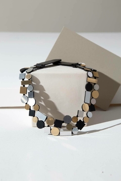 Collar Bauhaus Round - Double Layer - Plata/ Oro/Negro - comprar online