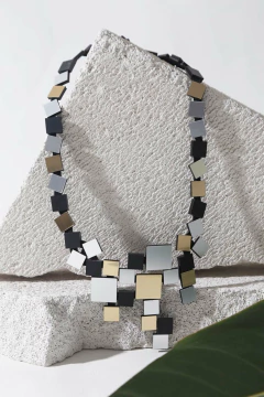 Collar Bauhaus Squares V - Plata/Oro/Negro - comprar online
