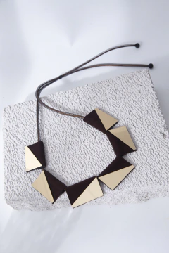 Collar Rectángulos Carnaval - Marrón & Oro - comprar online