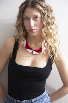 Collar Rectángulos Carnaval - Rojo & Plata