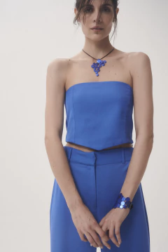 Collar Colgante Abstraction Cuero - Azul - comprar online