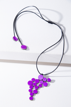 Collar Colgante Abstraction Cuero - Fucsia - tienda online