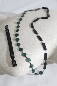 Collar Green Circle Rectangle - Negro /Verde - Iskin Sisters