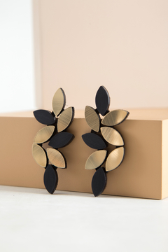 Aros Kate Leaves XL - Oro & Negro