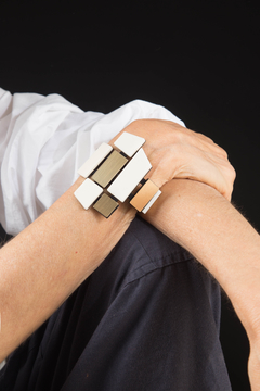 Brazalete Piet Large - Oro & Blanco - tienda online