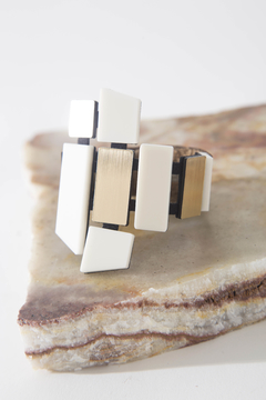 Brazalete Piet Large - Oro & Blanco - Iskin Sisters