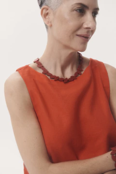 Collar Kate Leaves Round - Rojo en internet