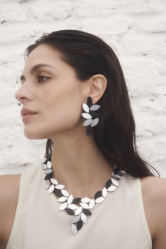 Aros Kate Leaves XL - Plata & Negro en internet