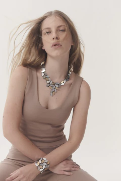 Brazalete Kate Leaves Medium - Plata / Oro en internet