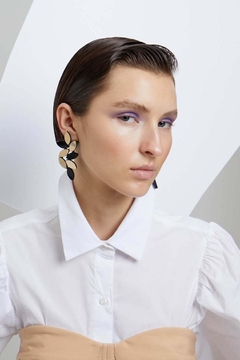 Aros Kate Leaves XL - Oro & Negro - comprar online
