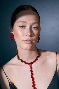 Imagen de Aros Kate Leaves Medium - Rojo