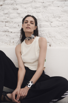 Choker Kate Leaves Asymmetric Small - Plata & Negro - Iskin Sisters