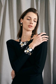 Collar Organic Reflections V - Plata/Negro/Oro/Peltre - comprar online