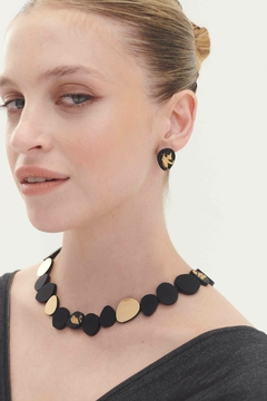 Aros Organic Reflection 1 Stones - Oro/Negro en internet