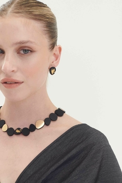 Aros Organic Reflection 1 Stones - Oro/Negro - Iskin Sisters