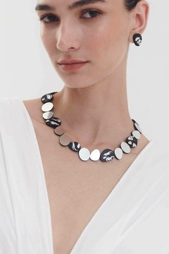 Aros Organic Reflection 1 Stones - Plata/Negro - Iskin Sisters
