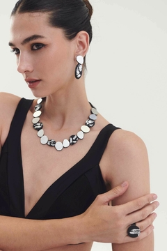 Aros Organic Reflection 2 Stones - Plata/Negro - tienda online