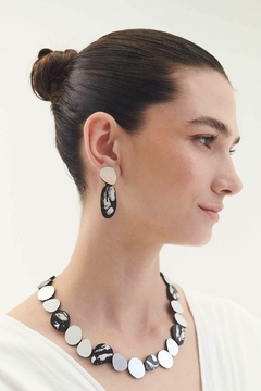 Aros Organic Reflection 2 Stones - Plata/Negro en internet
