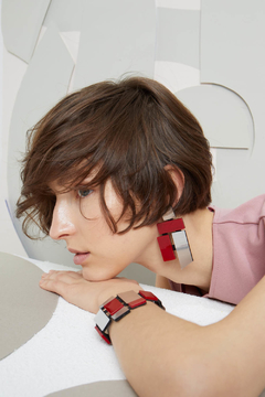 Aros Piet Large - Rojo & Plata - Iskin Sisters