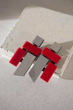 Aros Piet Large - Rojo & Plata - comprar online