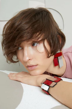 Aros Piet Large - Rojo & Plata en internet