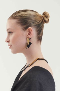 Aros Ray Rectangle Small - Negro / Oro en internet