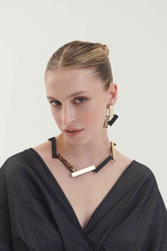 Aros Ray Rectangle Small - Negro / Oro