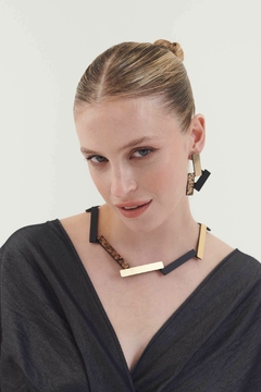 Aros Ray Rectangle Small - Negro / Oro - comprar online