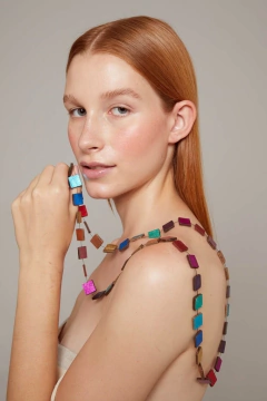 Collar Rainbow Square Largo - de Cuero en internet