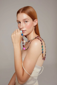 Collar Rainbow Square Largo - de Cuero - Iskin Sisters