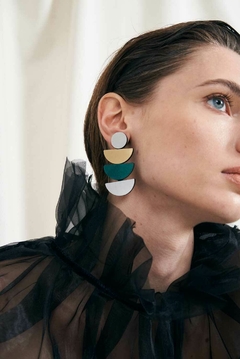 Aros Sophie's Vision Semicircle - Plata/Oro/Verde - Iskin Sisters