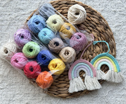 KIT ARCOIRIS BOHO EN CROCHET TECNICA DE HILO CONDUCIDO: HILADO + TUTORIAL - N1