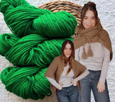 KIT SUPER CHAL COLOR VERDE FUERTE: INCLUYE HILADO + TUTORIAL
