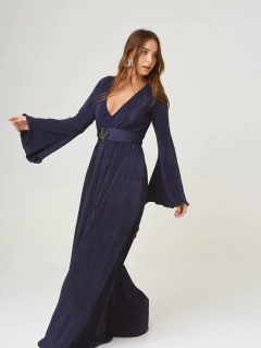 VESTIDO FRANCIS LARGO ACANALADO MARINO