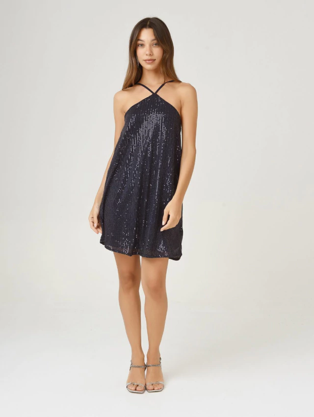 Vestido Pirámide de Enbabia, lentejuelas azul