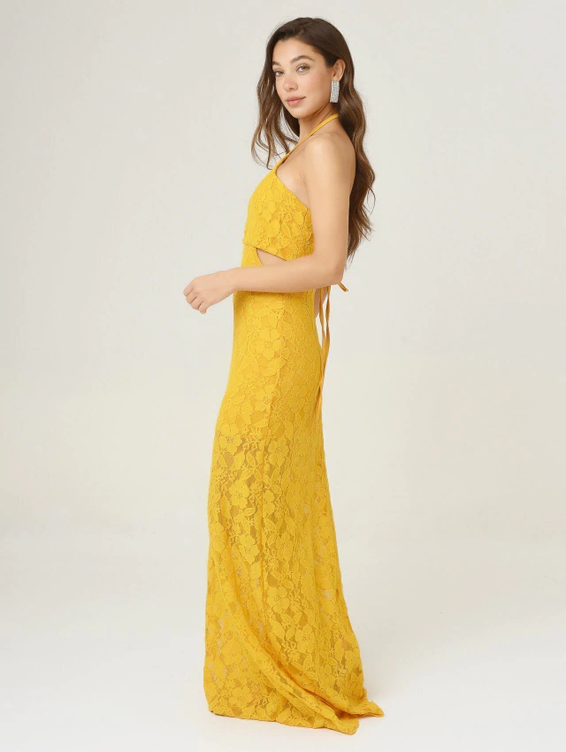 VESTIDO PILI GIPIURE LARGO AMARILLO — imagen 4