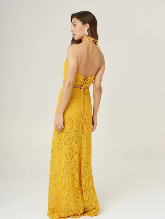 VESTIDO PILI GIPIURE LARGO AMARILLO — imagen 3