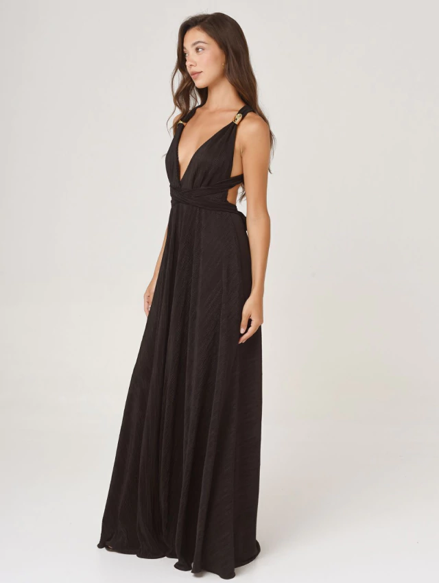 VESTIDO TULUM ACANALADO NEGRO — imagen 6