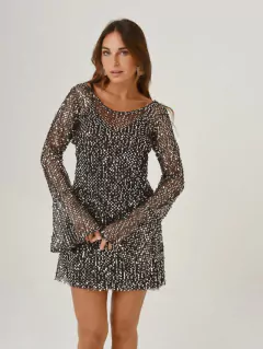 VESTIDO PAMPITA LENTEJUELAS NEGRO - tienda online
