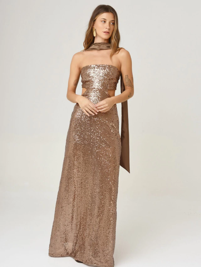 Vestido matilda lentejuelas cobre