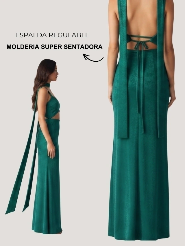 VESTIDO MALBEC FOIL VERDE BOTELLA — imagen 5